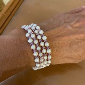 2 Freshwater Pearl Austrian Crystals bracelets.